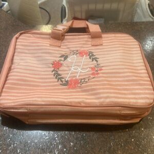 Thirty One Fold-Up Travel Bag Horizon Stripe monogram “h” girls cosmetic